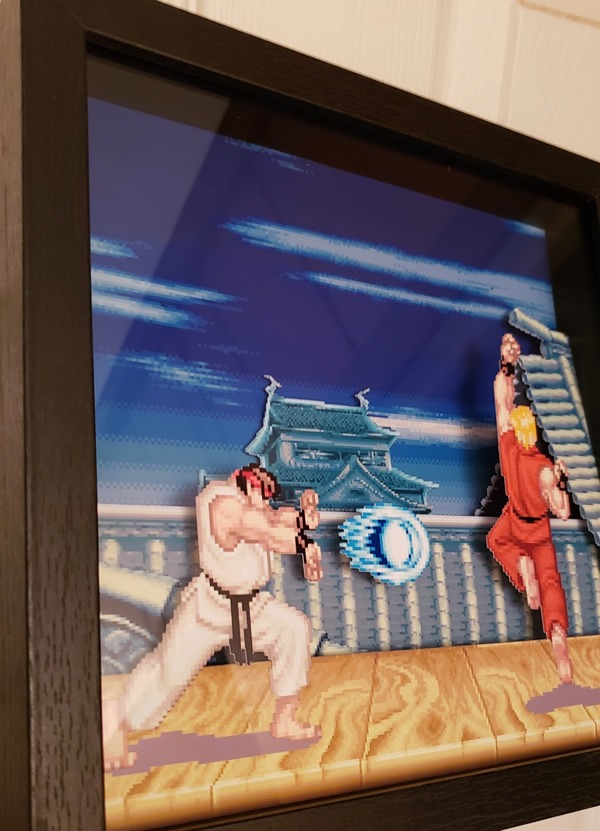 Super Street Fighter 2 (Ryu Victory Pose) - 3D Shadow Box Frame (9 x 9)