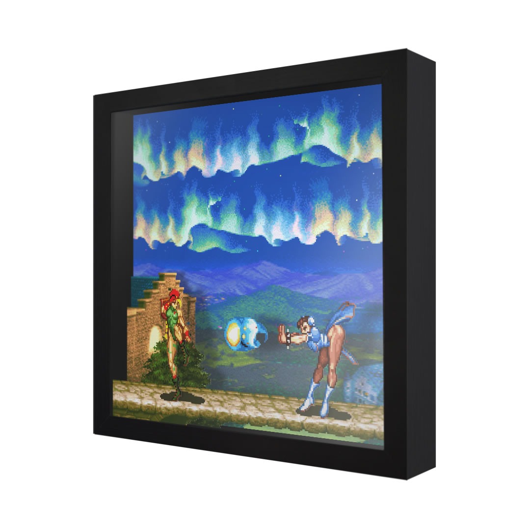 Super Street Fighter 2 guile Stage 3D Shadow Box for 