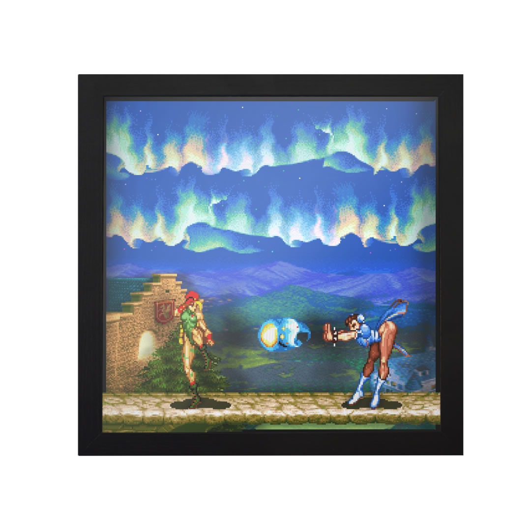 Super Street Fighter 2 (Ryu Victory Pose) - 3D Shadow Box Frame (9 x 9)