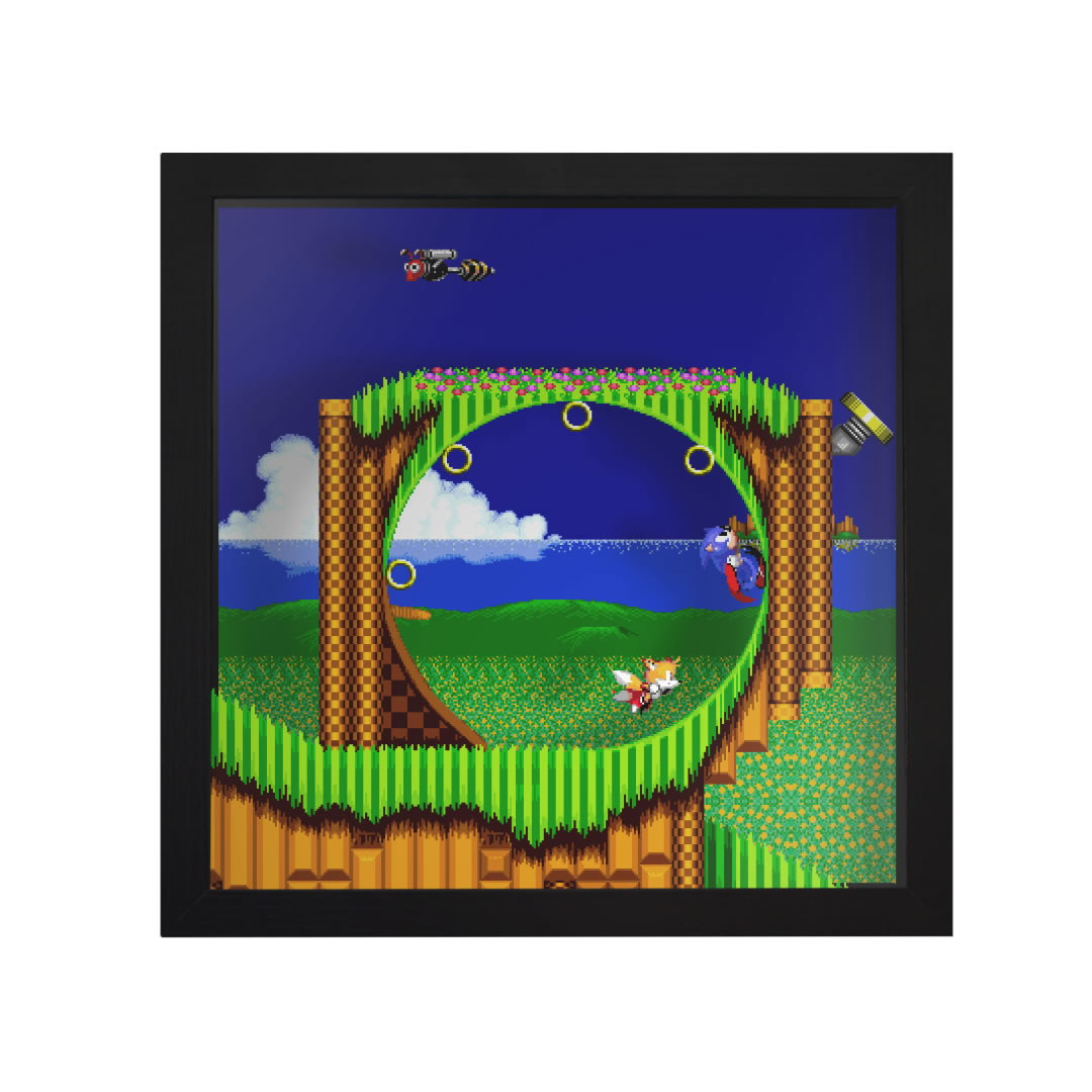 Sonic The Hedgehog 2 Emerald Hill Zone Loop 3d Shadow Box Frame 9 X 9 Retro Games Crafts